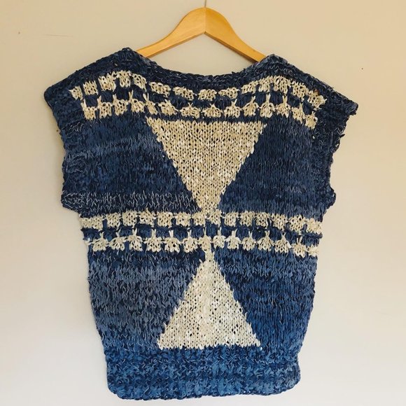 1980's Leather Knit Top - Picture 2 of 3